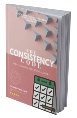 The Consistency Code eBook 3D cover showing habit tracking design and motivational theme